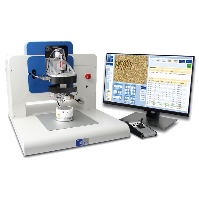 Wire bonder automático TPT HB100 con su monitor y joystick